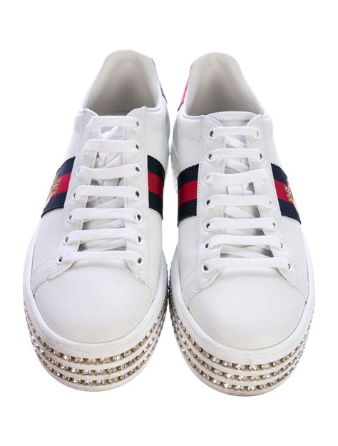 silver and gold gucci sneakers|Gucci crystal sneakers.